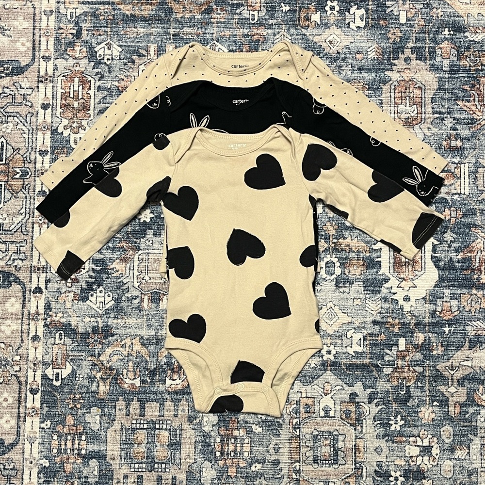 Carter's Black/Cream Bunny Print Bodysuit